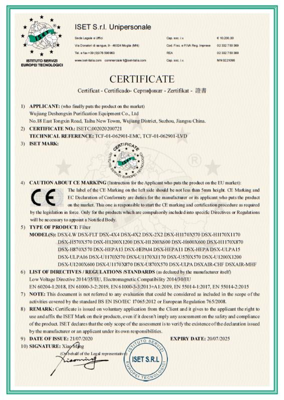 CE - Wujiang Deshengxin Purification Equipment Co., Ltd.