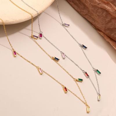 China Wholesale Gold Plated Rainbow CZ 925 Sterling Silver Pendant Necklace For Women Wholesale Environmentally Friendly for sale