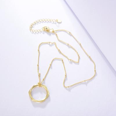 China Simple Hexagon Classic 925 Eco-Friendly Sterling Silver Geometric Gold Plated Pendant Necklace For Women for sale