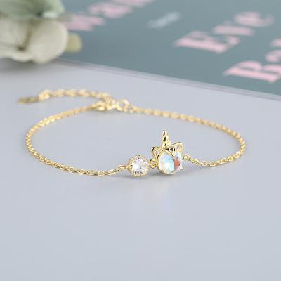 China Trendy 925 Sterling Silver Moonstone Unicorn Dreamy Trendy Bracelet for Women Birthday Christmas Gifts for sale