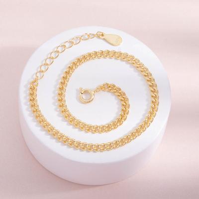 China Hip Hop Environmental Friendly Jewelry High Quality Gold Plated 925 Sterling Silver Cuban Link Chain Men's Bracelet for sale