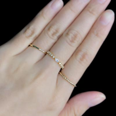 China Romantic Romantic Multiple Styles 925 Gold Plated Thin Ring 14K Silver Plated Small Diamonds And Square Diamonds Stacked Rings for sale