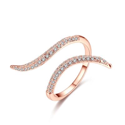 China Special Open Adjustable Ring Sterling Silver Rose Gold Thin CZ Adjustable Ring Environmental Friendly Design for sale