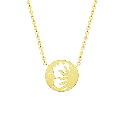 China Never Fade Hot Sale New Design 18k Gold Plated Stainless Steel Moon And Sun Pendant Necklace for sale