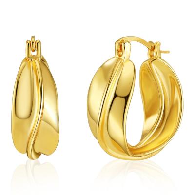 China Awesome Fashion Women Jewelry 18k Gold Plated Circle Loop Earrings Non-fading Irregular Irregular Earrings Retro Fashion Women for sale