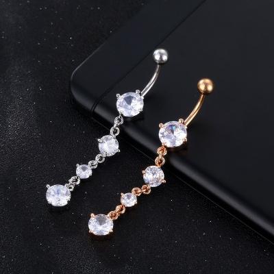 China Body Jewelry Fashion 316 Stainless Steel AAA Romantic Zircon Dangle Navel Ring Piercing for sale