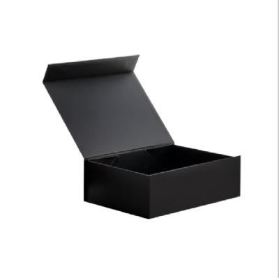 China Recyclable accept cardfile folding cardboard box custom 28*21*9.5cm black paper gift box packaging in stock for sale