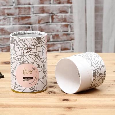 China Recyclable Wholesale Colorful Printed Custom Cosmetics Packaging Cylinder Tube Paper Box for sale