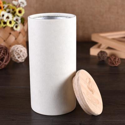 China Chinese Manufacturer Custom Rigid Special White Cylinder Tube Box Recyclable With Wooden Lid for sale