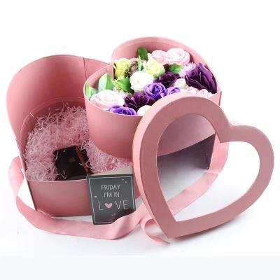 China Recyclable Wholesale Custom Elegant Heart Shaped Gift Packaging Flower Box for sale