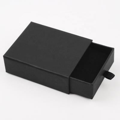 China Customized Wholesale Recyclable Accepted Jewelry Packaging Drawer Stock Black Paper Box for sale