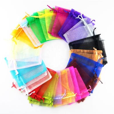 China Factory Wholesale Stock Packaging Gift Drawstring Organza Sheer Colorful Empty Bag for sale