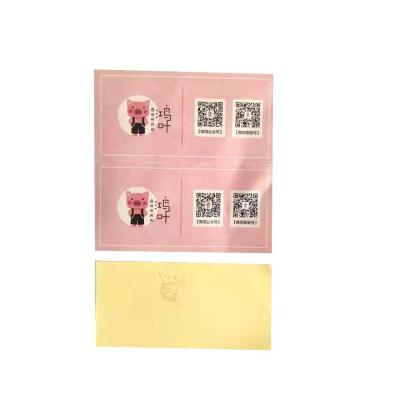 China Custom Wholesale Barcode Factory Logo Pink Paper Adhesive Sticker Label for sale