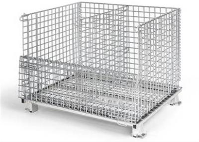 China Stackable Metal Foldable Wire Mesh Container Stainless Steel Material for sale