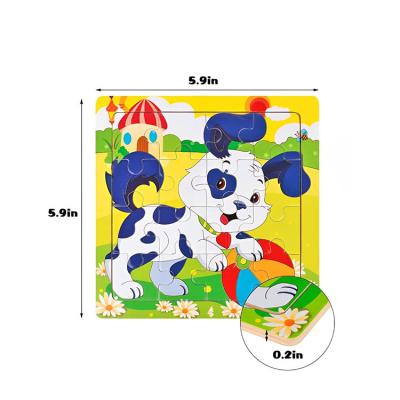 China Education Children Time Kindergarten Children Wooden Jigsaw Puzzle Toys 16 Pieces Jigsaw Animals for sale