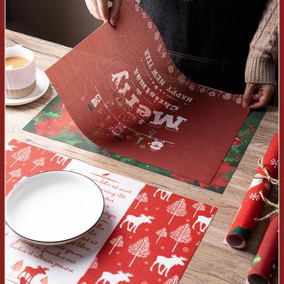 China New Design Christmas New Year Logo Water Proof Felt Woven PVC Viable Custom Place Mats for sale