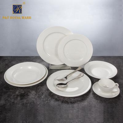 China Viable Manufactures Dishes at Restaurant Weddings 10 Inch Ceramic Porcelain Dinner Plate Dish Set for sale