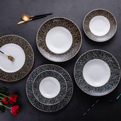 China Sustainable Modern Customized Wedding Event Banquet Dinnerware Tableware Round Dishes Wedding Dishes Chargers For Dinner Dishes for sale