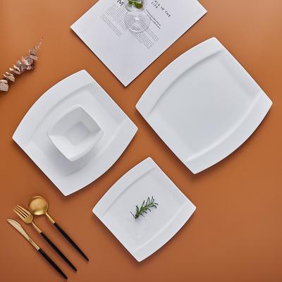 China Viable factory direct wholesale porcelain steak square ceramic dish and white ceramic dish for restaurant for sale