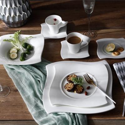 China Sustainable High Quality P&T Ware Square Shape Dinner Set Bone China Tableware for sale