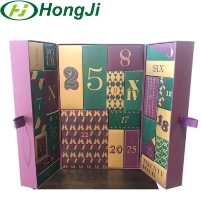 China Handmade Custom Printing Chocolate Packaging Count In Cardboard Christmas Advent Calendar Box for sale