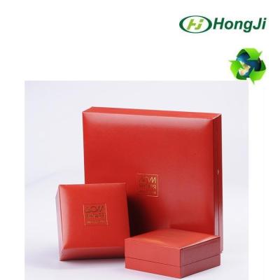 China Emboss Custom Hinged Plastic And Leatherette Paper Jewelry Box for sale