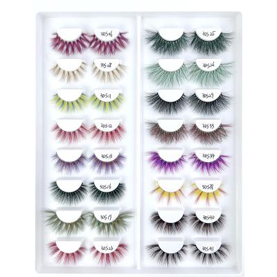 China Korea KBS Colorful Lashes Private Label 3D Colored Lashes Colored Faux Mink Lashes Fluffy Dramatic Color Lashes Wholesale for sale